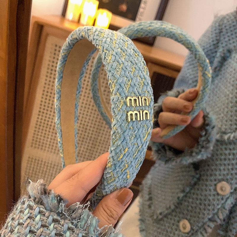 Băng Đô Vải tweed Cao Cấp Bản Rộng Thời Trang Thu Đông Phong Cách Pháp Cổ Điển