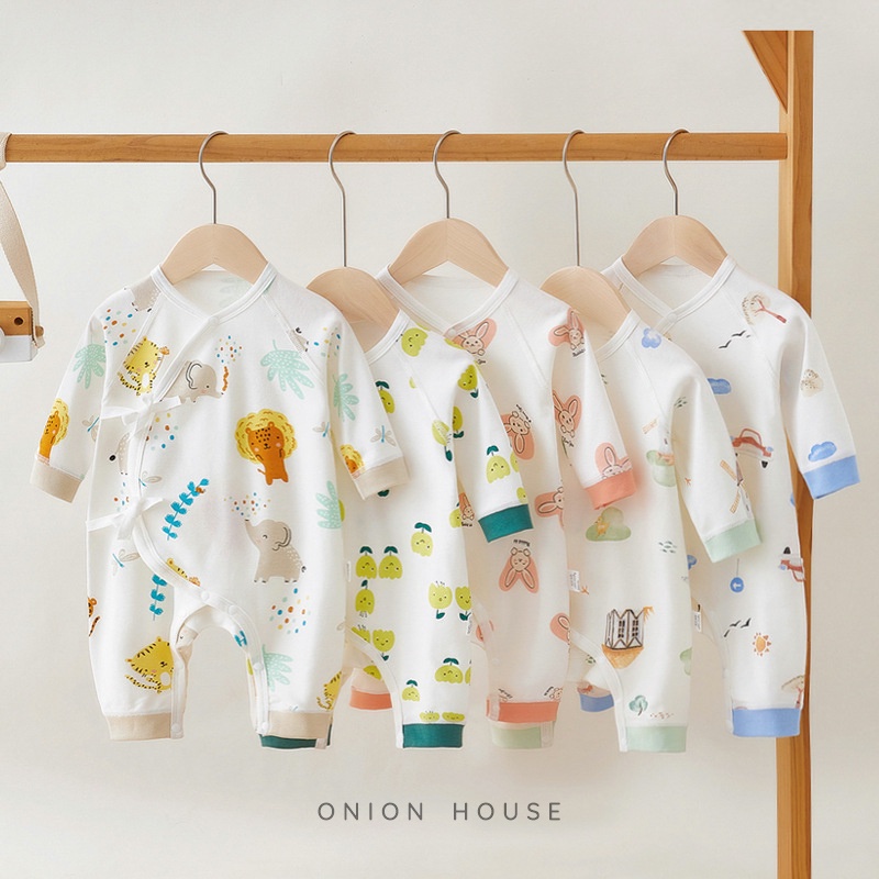 Body ngủ thắt dây cotton tự nhiên bé trai bé gái - cối xay gió
