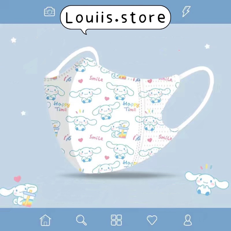 Khẩu trang 3D hoạt hình dễ thương, in hình họa tiết người lớn Louiis.store