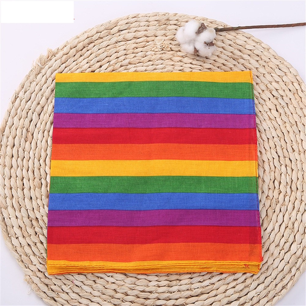 Khăn rằn cotton quàng đầu buộc cổ tay hình vuông màu cầu vồng cho cộng đồng LGBT