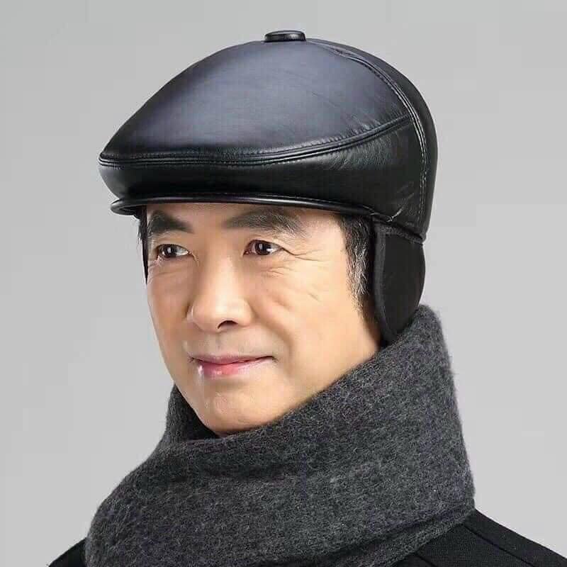 Mũ ông già nỉ lông/chất da có che tai ấm áp mùa đông -labi