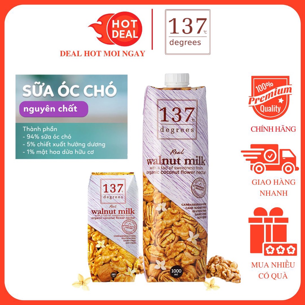 Sữa Hạt Óc Chó Nguyên Chất 137 Degrees Hộp 1L