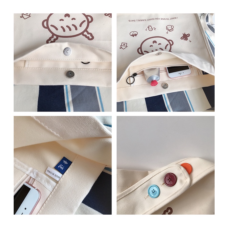 Túi Xách Canvas Sức Chứa Lớn Thiết Kế Đơn Giản Thời Trang Nhật Hàn Cho Nữ