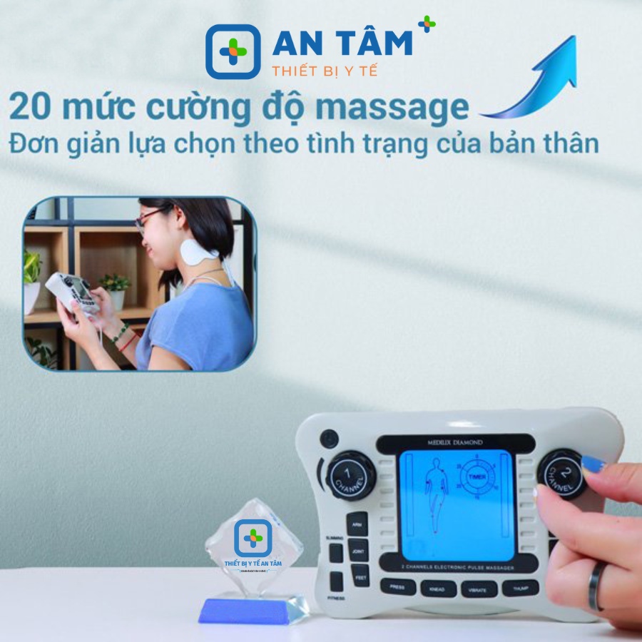 Máy massage xung điện trị liệu 8 miếng dán SYK-308B, máy matxa xung điện 6 chế, 20 cường độ massage