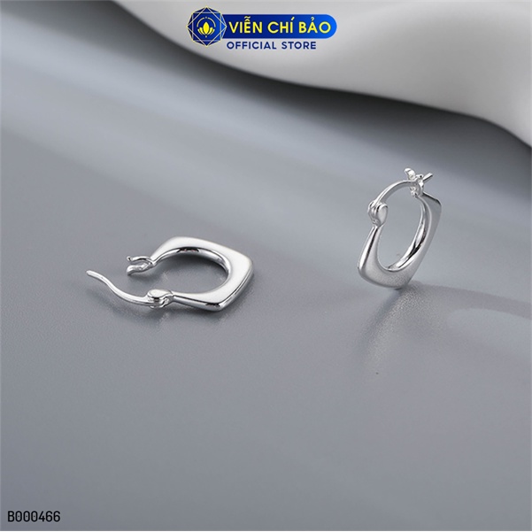 Bông tai vuông trơn new chất liệu bạc Thái 925 thời trang phụ kiện trang sức nữ Viễn Chí Bảo B000466