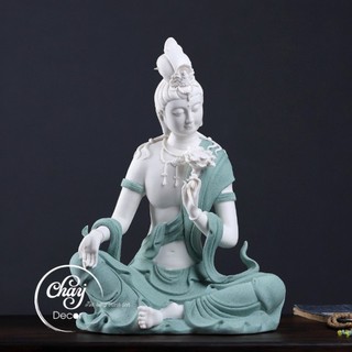 Tượng phật quán thế âm bồ tát, đại thế chí bồ tát gốm tử sa cao cấp trang trí phong thủy hàng đẹp - chay decor