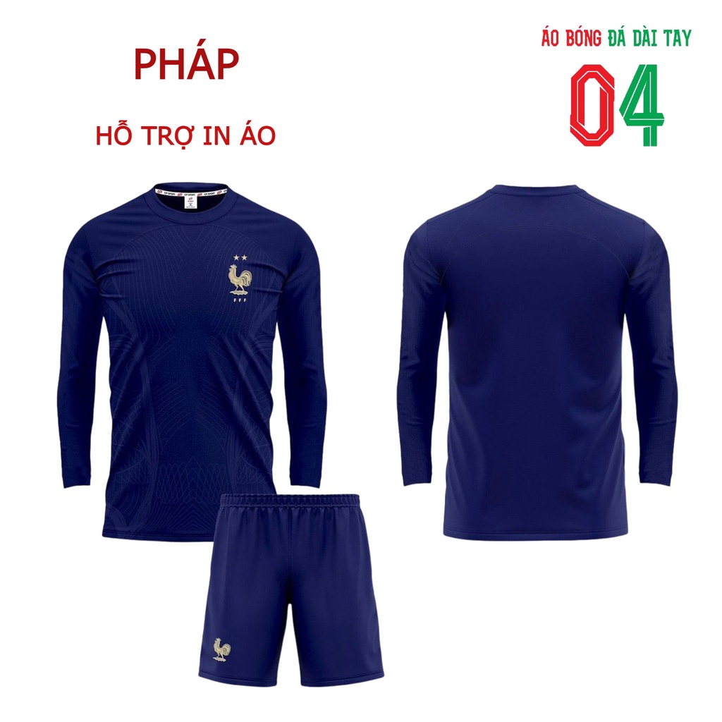 Bộ quần áo bóng đá Dài tay Thun thái Đội tuyển Pháp xanh than