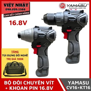 Bộ đôi chuyên vít và khoan pin 16.8V Yamasu CV16+KT16 chính hãng mới nhất - Tặng túi đựng đồ nghề cao cấp trị giá 100k