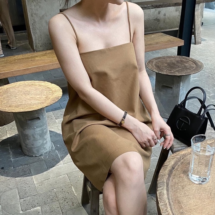 LENIN DRESS 🤎 Đầm Hai Dây Chất Lenin Basic Dress mùa hè xinh yêu