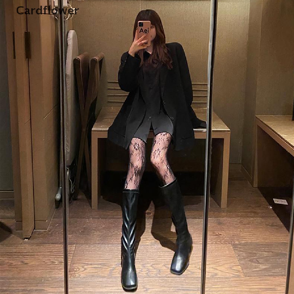 &lt; Cardflower &gt; Quần Tất Lưới Dài Qua Gối Họa Tiết Hoa Lolita Đáng Yêu Cho Nữ Sinh Trường Học