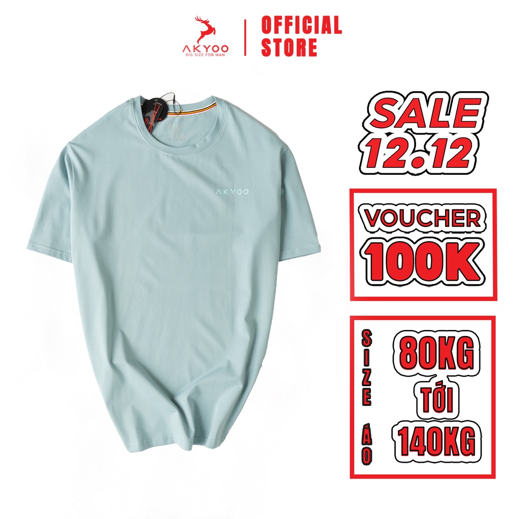 Áo Thun Bigsize Nam 80-140kg AKYOO vải Cotton Co giãn, Bền màu, Thấm hút mồ hôi - AT11036