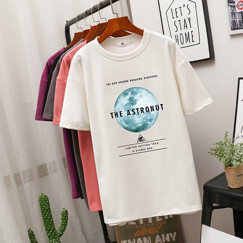 Áo thun SUXI tay ngắn dáng rộng in họa tiết thời trang cho nữ