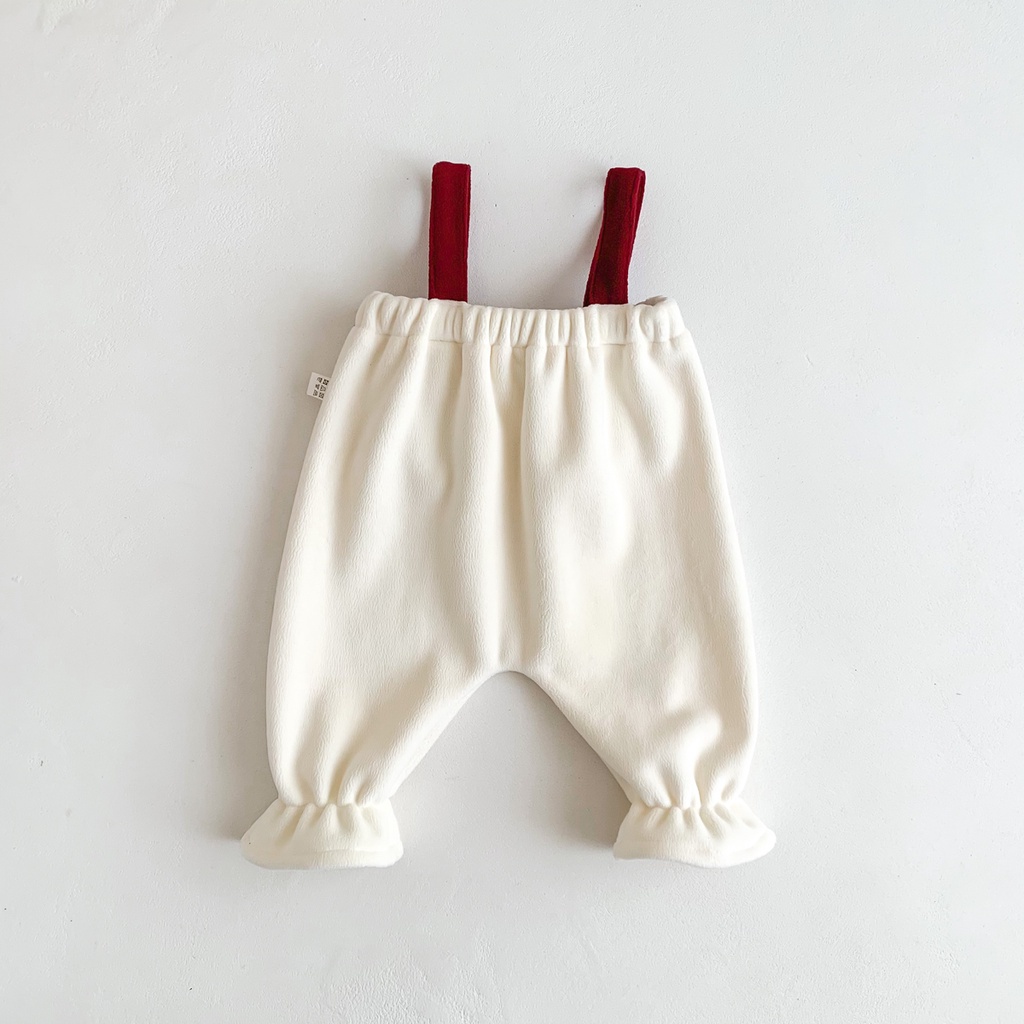 Bộ Áo Liền Quần Bằng Vải Nỉ Đính Nơ Lớn Thời Trang Thu Đông Dành Cho Bé Gái Năm Mới