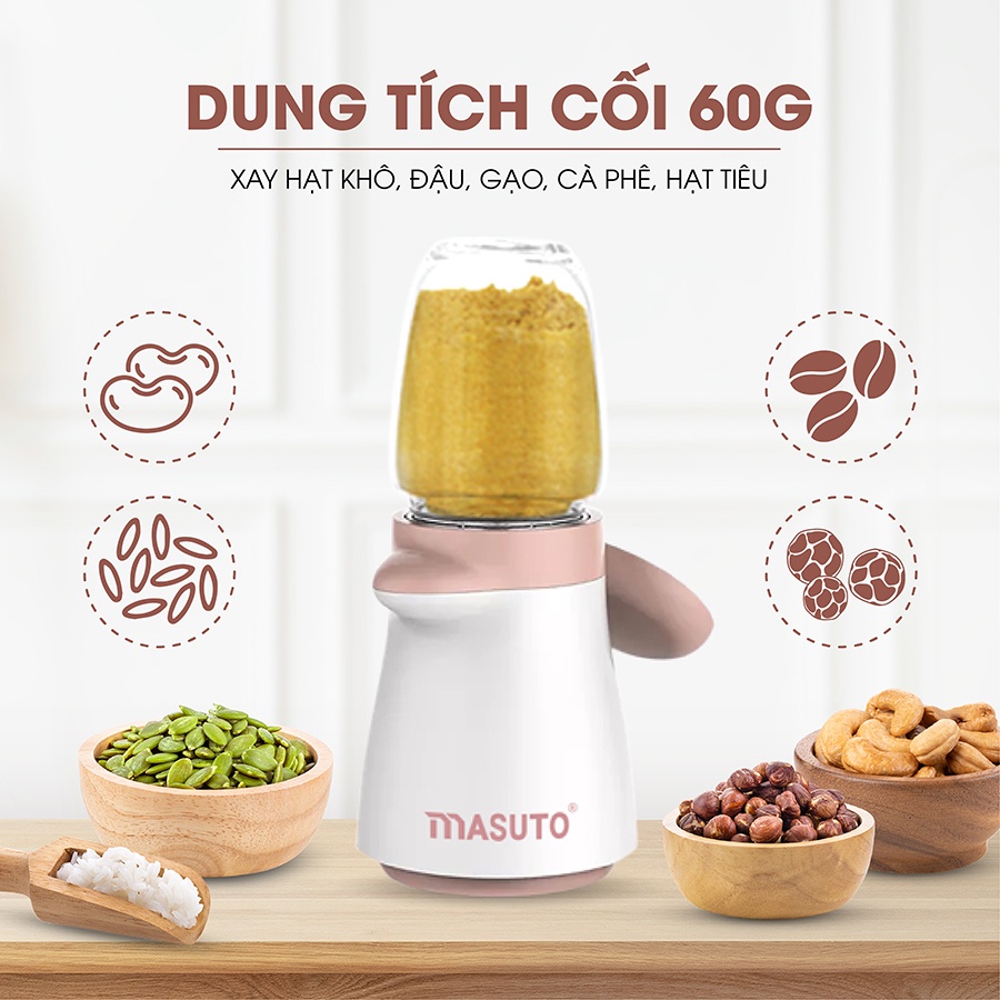 [HẾT HÀNG] Máy xay đa năng Masuto Baby 3 cối 0,3L say đá hạt thịt tôm cua cá mini siêu mịn