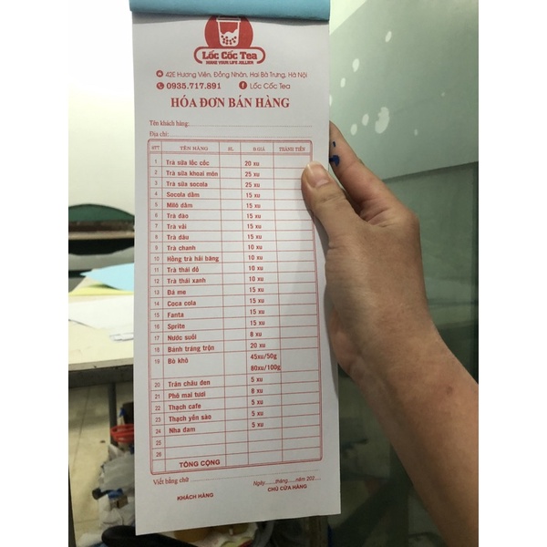 Hoá đơn bán hàng in theo yêu cầu thiết kế miễn phí