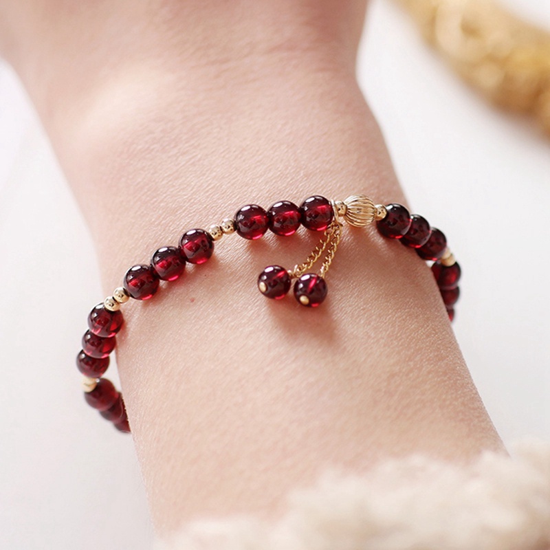 Ygt Vòng Tay Chuỗi Hạt Đá Garnet Tự Nhiên Màu Trong Mờ Thời Trang Cho Nữ