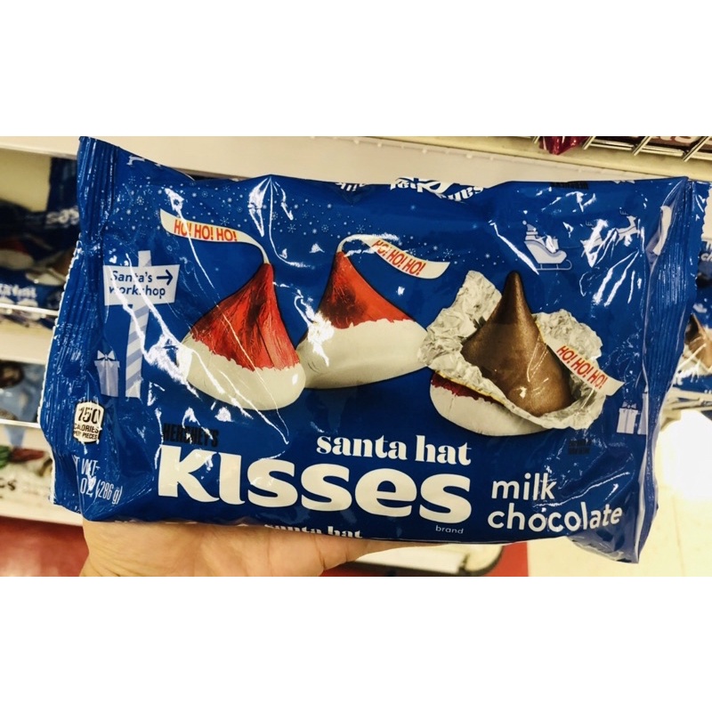 KẸO SOCOLA SỮA NÓN ÔNG GIÀ NOEL/HERSHEY'S KISSES Hershey's Kisses Santa Hat (286g)- USA