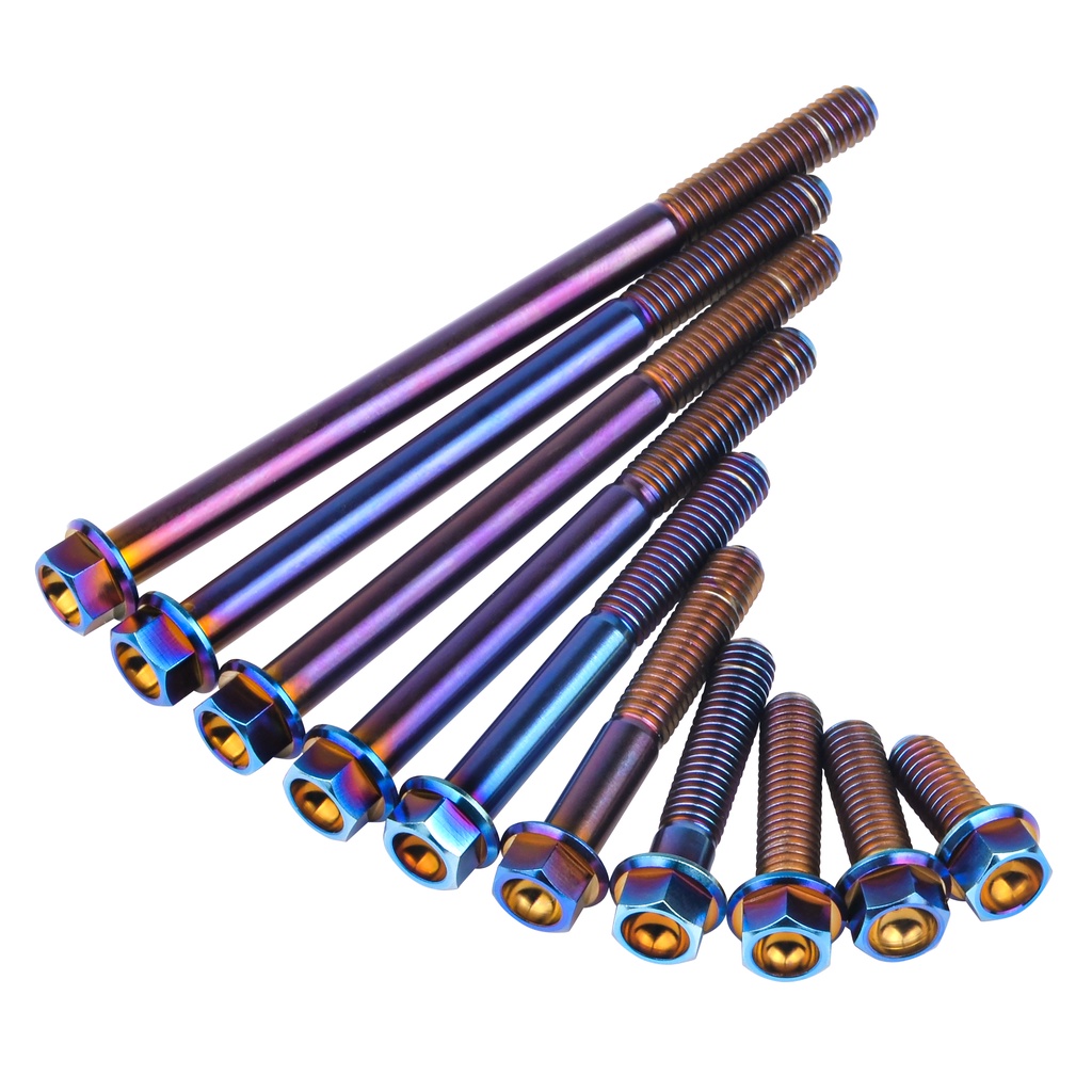 Wanyifa titanium gr5 m6 11d mặt bích hex đầu vít cho xe máy sửa đổi cacte máy phát điện m6x10-90mm