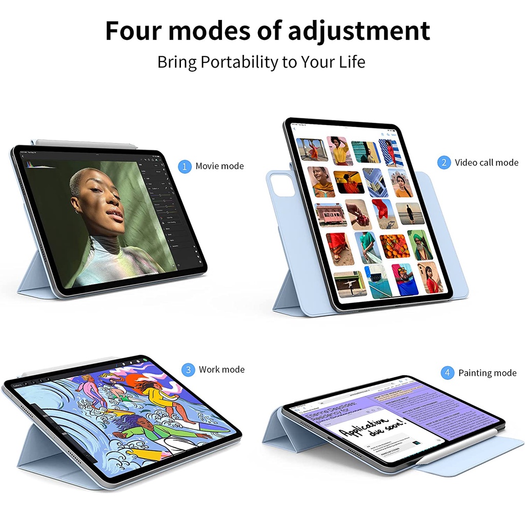 Bao Da Máy Tính Bảng Từ Tính 3 Trong 1 Cho iPad Air 5th / Air 4th / Pro 11 inch / Pro 12 inch / Mini6 / 10th Gen 10.9 inch