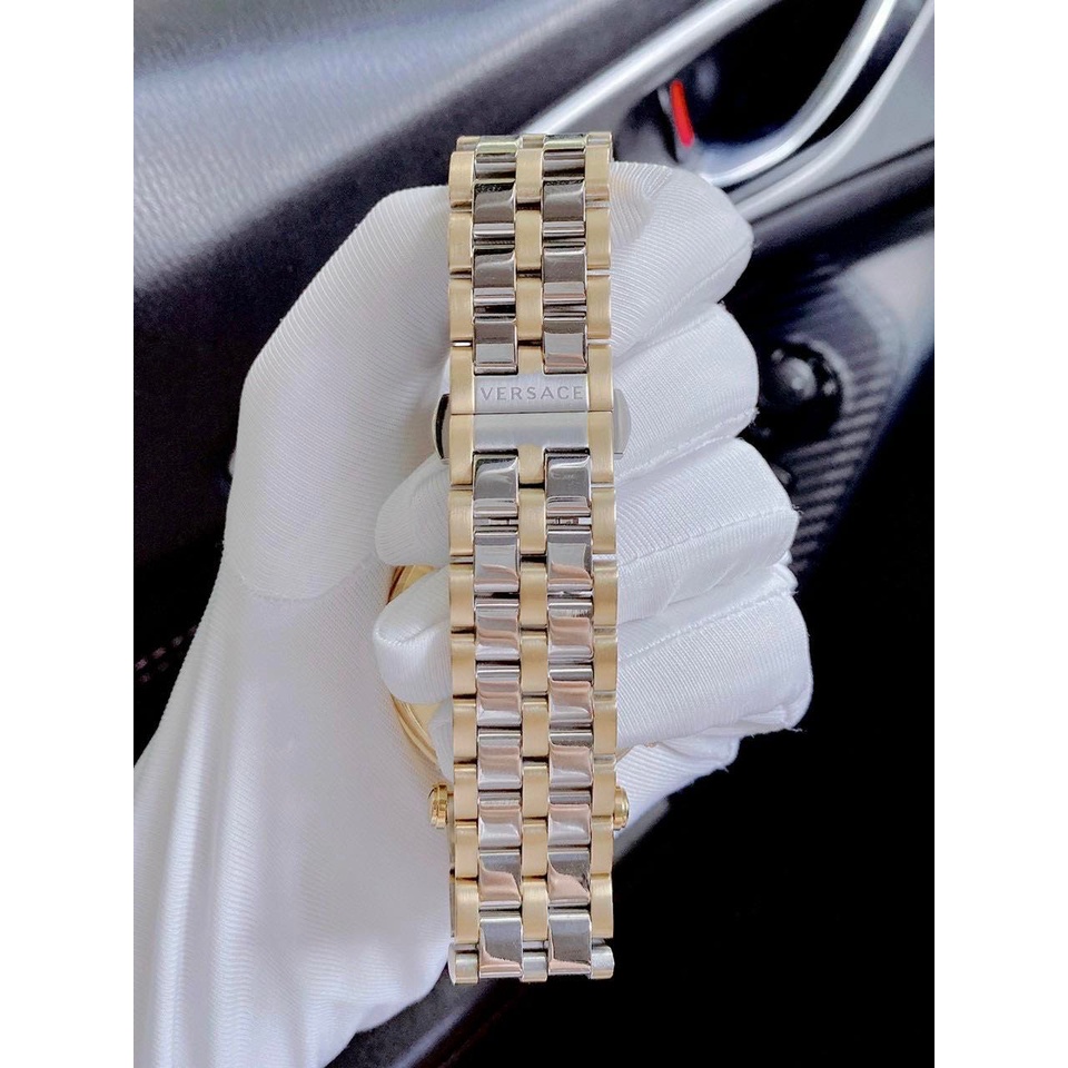 Cặp Đồng hồ nam nữ Versace ANALLOGUE DIAL MEN  dây thép demi Mặt trắng - Máy Swiss Quartz- Bảo Hành 24 Tháng