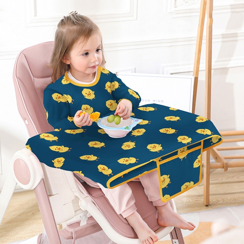Yếm Ăn Tay Dài Che Phủ Toàn Diện Chống Thấm Nước Thoải Mái Có Thể Giặt Máy Tiện Lợi Dành Cho Em Bé