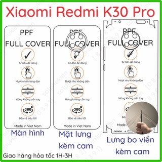 Dán PPF Xiaomi Redmi K30 pro loại trong, nhám dành cho màn hình, mặt lưng, full viền