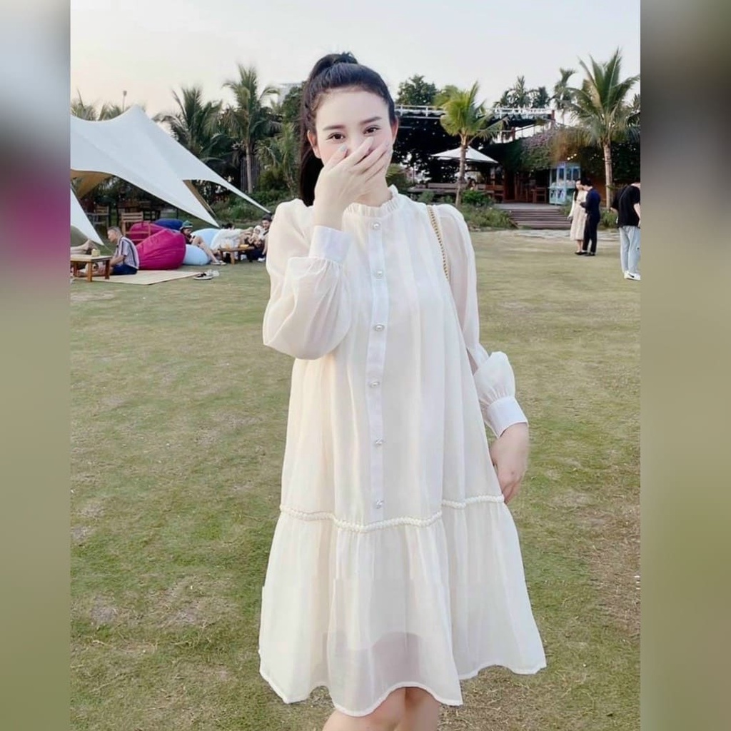 Đầm Bầu Váy Bầu Voan Dài Tay Thiết Kế Sang Trọng Xinh Xắn Dễ Thương Đi Làm Đi Chơi Dự Tiệc HD4688 Honey Mommy