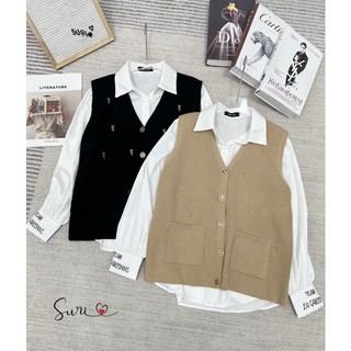 Set áo gile len Y S L kèm sơ mi siêu hot loại 1