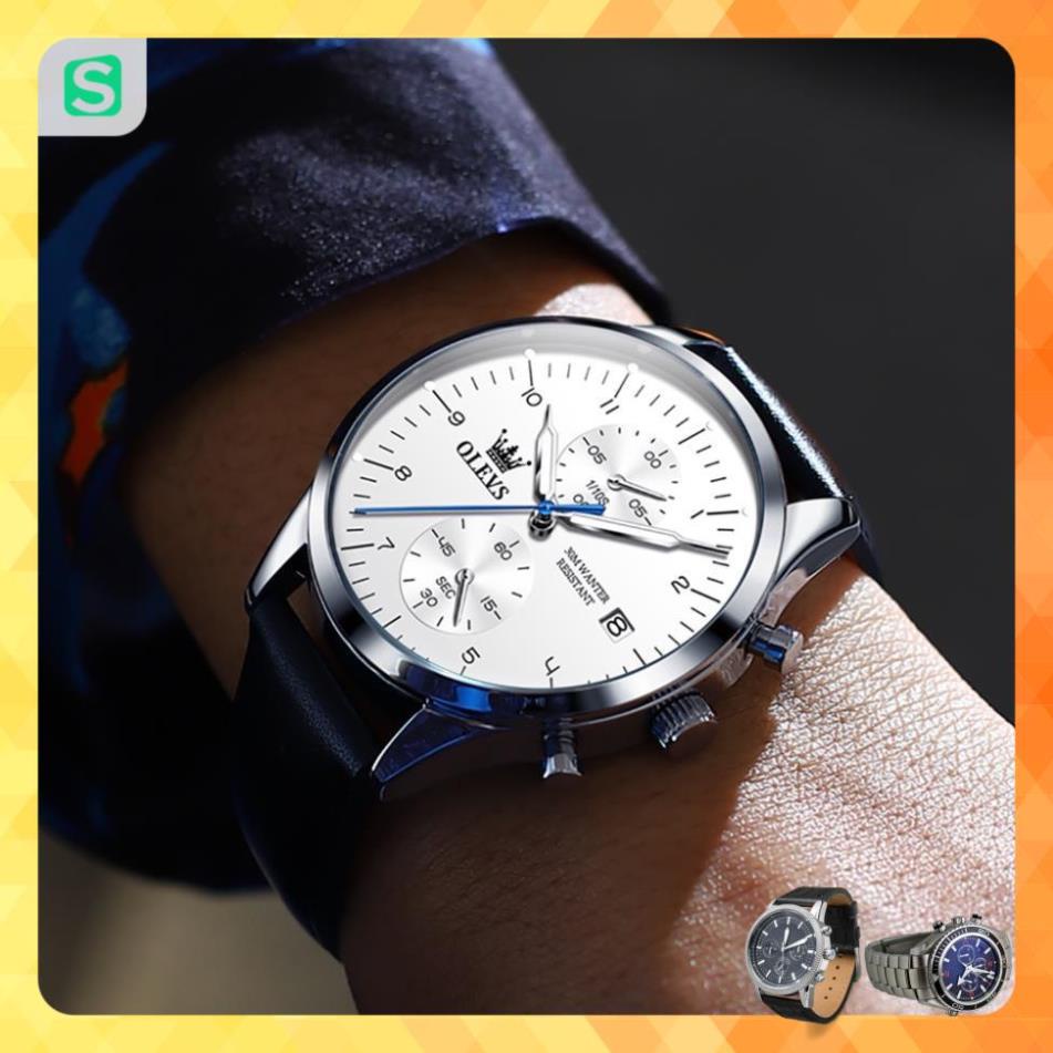 OLEVS 2880 Đồng hồ nam chính hãng Dây da có chức năng Lịch chống vô nước phát sáng Mặt số