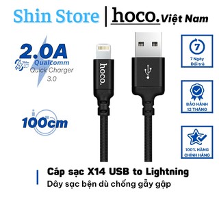 Cáp sạc nhanh 2.0a hoco x14, dây sạc lightning độ dài 1m 2m -shinstore