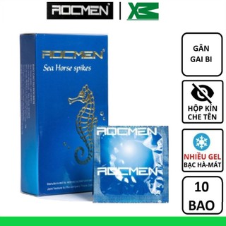 Bao cao su Rocmen Sea Horse xanh bạc hà - bcs bao cao su gai bi kéo dài thời gian, chống xuất tinh sớm - Hộp 10 cái