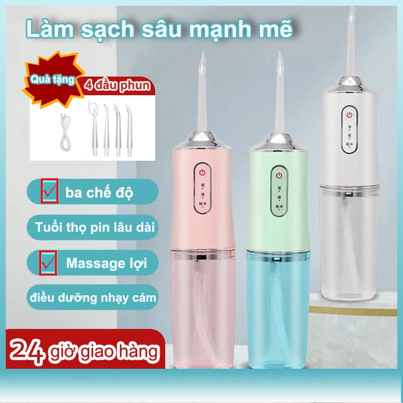 tay nha sĩ dùng Máy Máy tăm nước cầm tăm nước cầm tay du lịch Oral Irrigator-Tặng 4 đầu phun.-Bảo Hành 6 Tháng