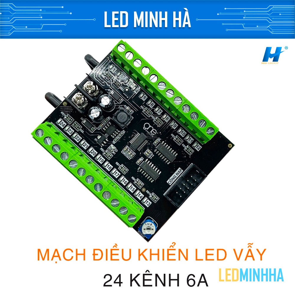 Mạch điều khiển led vẫy 24 kênh 6A, mạch vẫy 24 kênh, mạch điều khiển led RGB