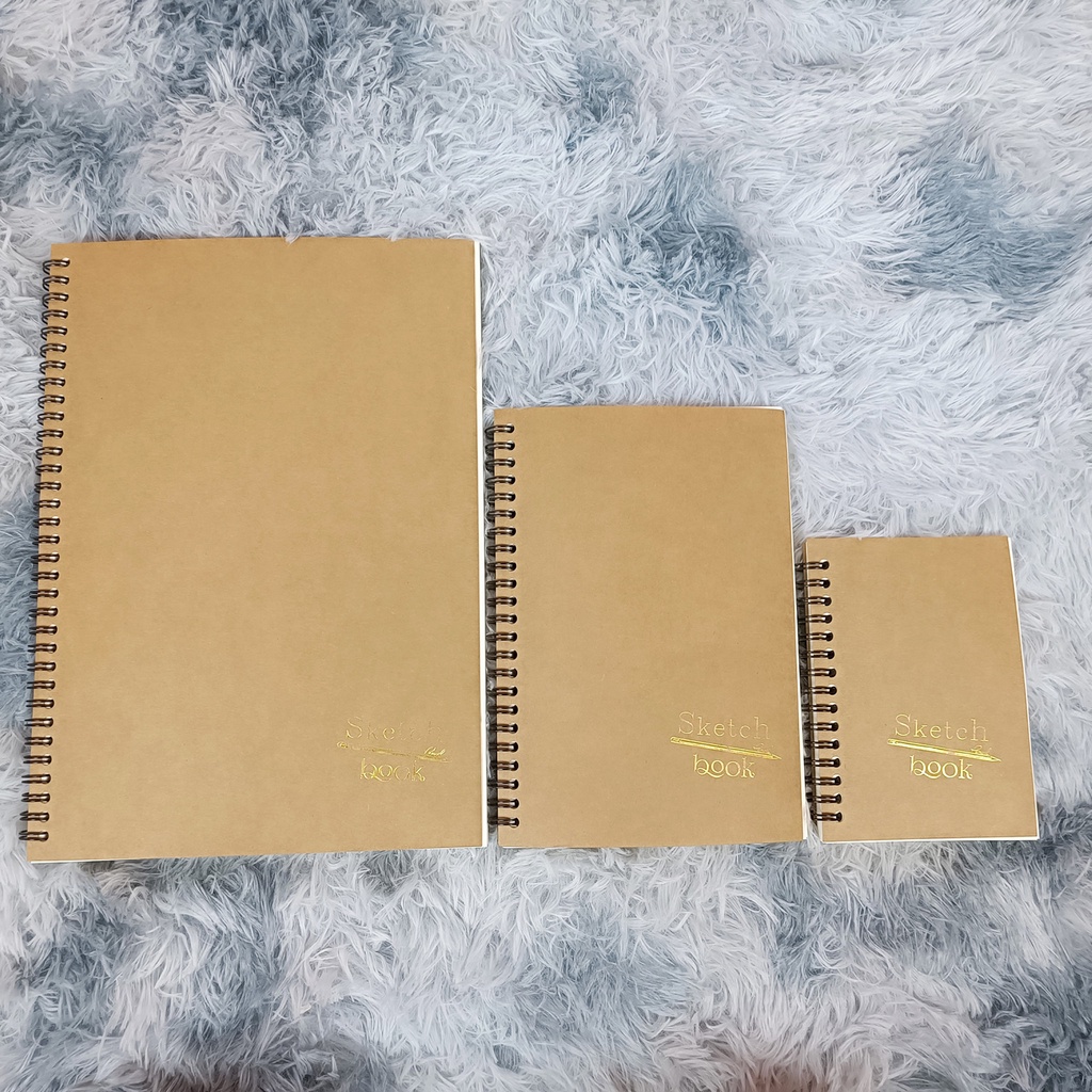 Sổ tay vẽ chì - Sketchbook - giấy 120gsm sổ phác thảo gáy lò xo A6,A5,A4 bìa karft dầy 120 trang