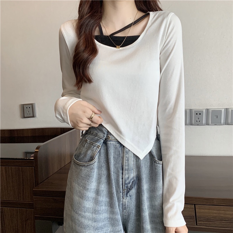 Áo Thun Tay Dài Dáng Rộng Thiết Kế Độc Đáo Thời Trang Mùa Xuân Cho Nữ