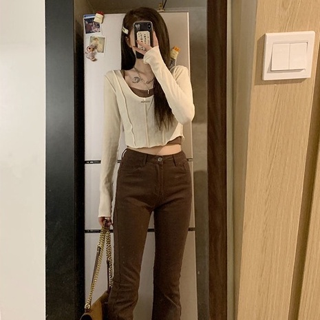 Áo Croptop Tay Dài Cổ Tròn+ Áo ba lỗ hai dây Hở Vai Thời Trang Dành Cho Nữ Phong Cách Hàn Quốc