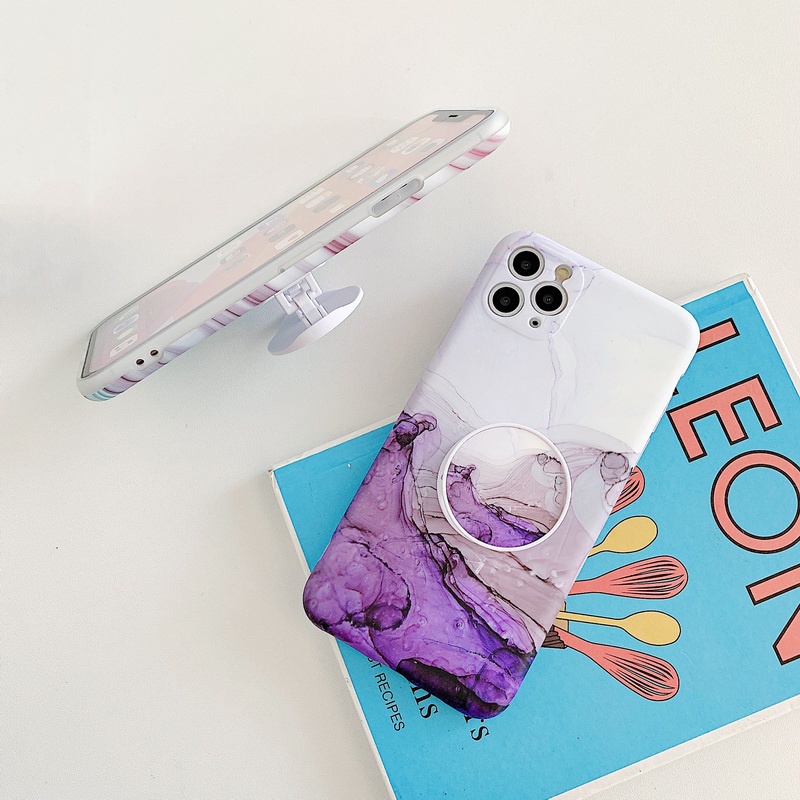 Ốp Điện Thoại Dẻo Họa Tiết Vân Đá Nhiều Màu Kèm Giá Đỡ Nhẫn Cho iPhone 14 13 12 11 Pro MAX XS MAX XR X 8 7 Plus