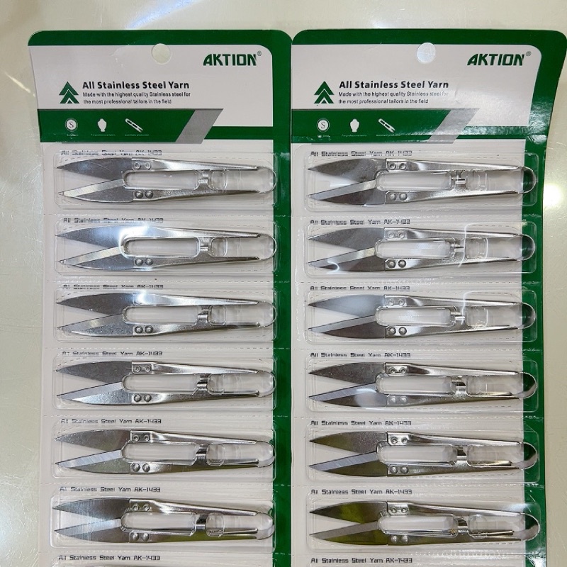 Vỉ 12 Kéo Bấm Chỉ Inox Aktion - Mẫu trắng AK1433