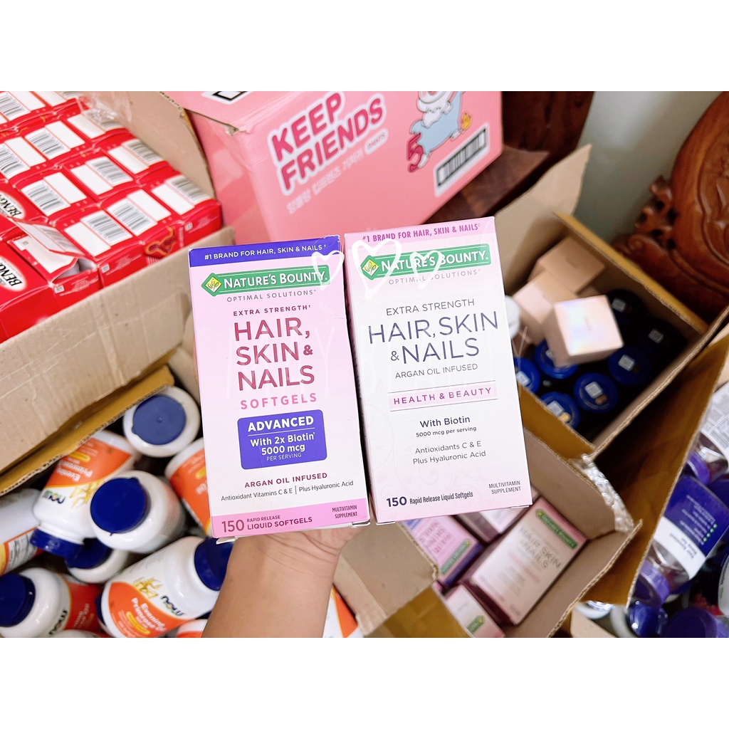 Hair skin nails Viên Uống Đẹp Da, Tóc, Móng Hair Skin Nail Nature's Bounty 150 Viên