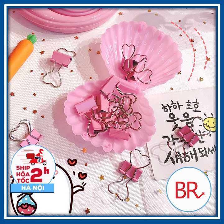 Set 5 Kẹp giấy mini hình trái tim dễ thương – Kẹp bướm, Kẹp tài liệu văn phòng phẩm họa tiết cute Br 01782