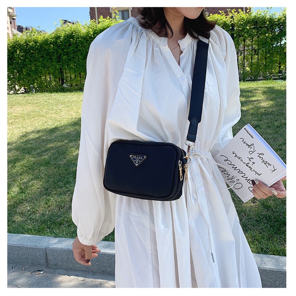 Túi Đeo Chéo Ba Chiều Bằng Vải Oxford Màu Đen Thời Trang 2022