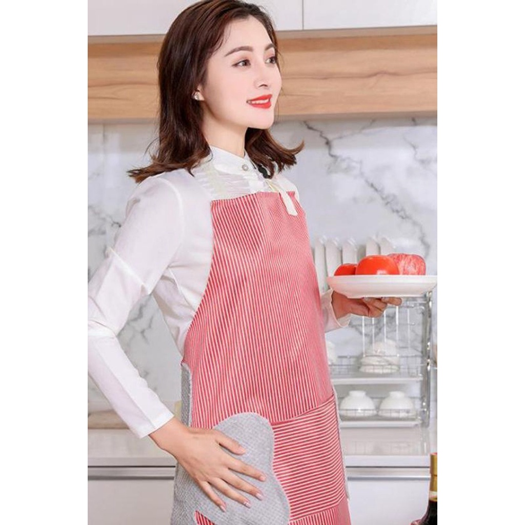 Tạp Dề Kẻ Sọc Có Túi Và Khăn Lau 2 Bên Có Túi PINKWISH HA111