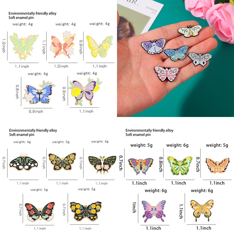 Ghim Cài Áo Họa Tiết Bướm Hoa Hoạt Hình Tráng Men Tinh Tế Cho Bạn Bè