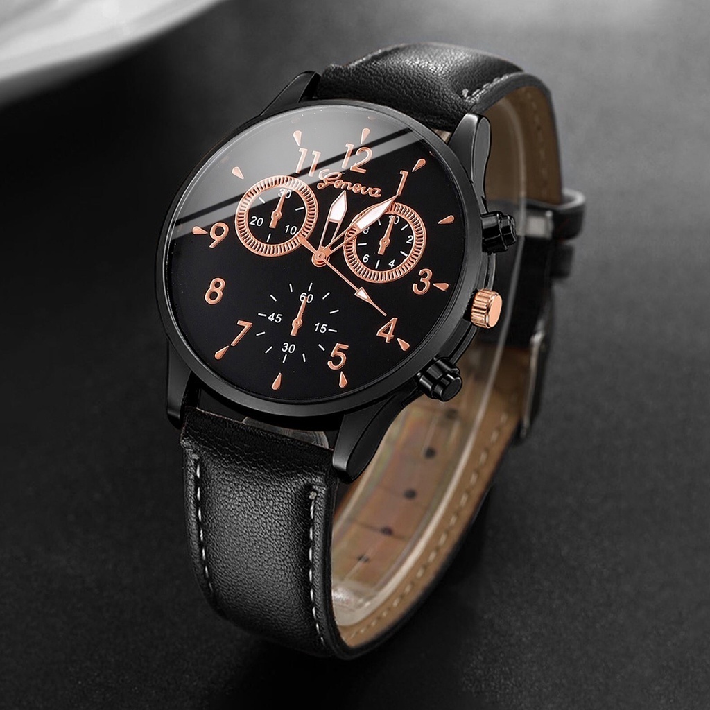 Đồng Hồ Quartz Geneva Với Dây Đeo Da