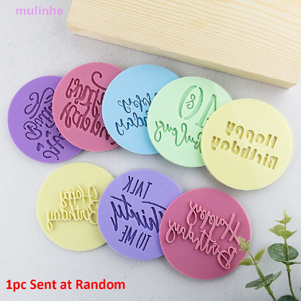 Khuôn Tròn In Nổi Họa Tiết Happy Birthday Trang Trí Bánh Kem Bằng Acrylic vn