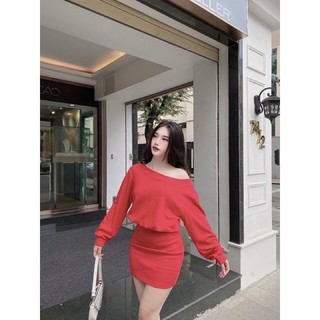 Đầm hoodie phối bo tay dài Freesize Yn
