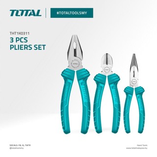 Bộ 3 kìm điện, kìm cắt, kìm mũi nhọn total tht1k0311 |