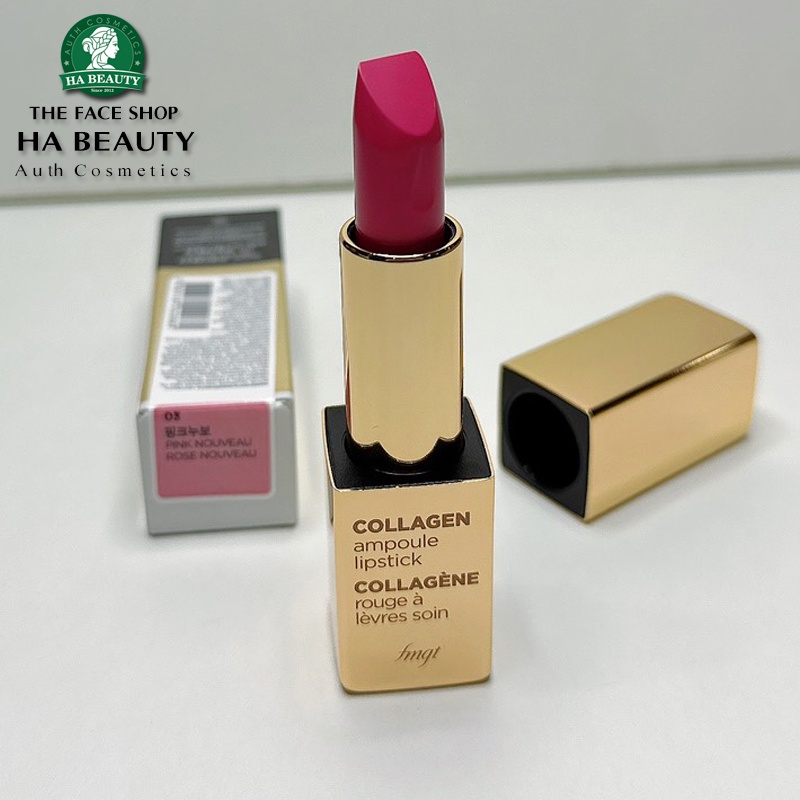 Son thỏi dưỡng môi có nhiều màu căng mọng quyến rũ tự nhiên The Face Shop Collagen Ampoule Lipstick 3.5g