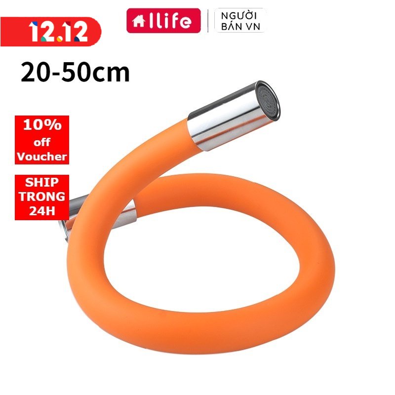 Ống nối dài vòi nước linh hoạt, nối vòi bồn rửa có thể quay 720° theo mọi hướng, đầu nối dài vòi nước (dài 20-50cm)