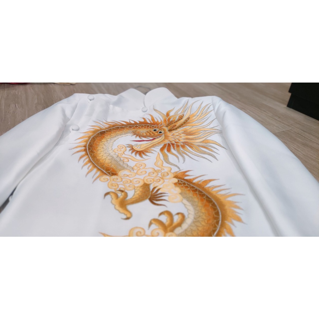 Áo dài cách tân nam vẽ tay/ thêu tay thiết kế 2 lớp, tay vest đứng form